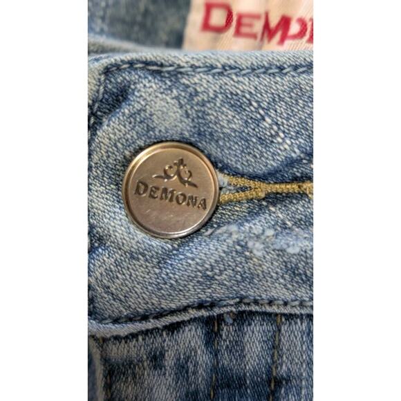 Demona Jeans Y2K Pink Blue Yellow Embroidered Flared Womens Plus Size 23/24 - Picture 9 of 15